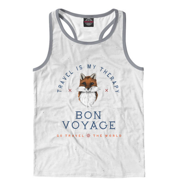 Мужская майка-борцовка с изображением Fox traveler цвета Белый