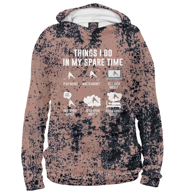 Мужское худи с изображением Things I Do in My Spare Tim цвета Белый