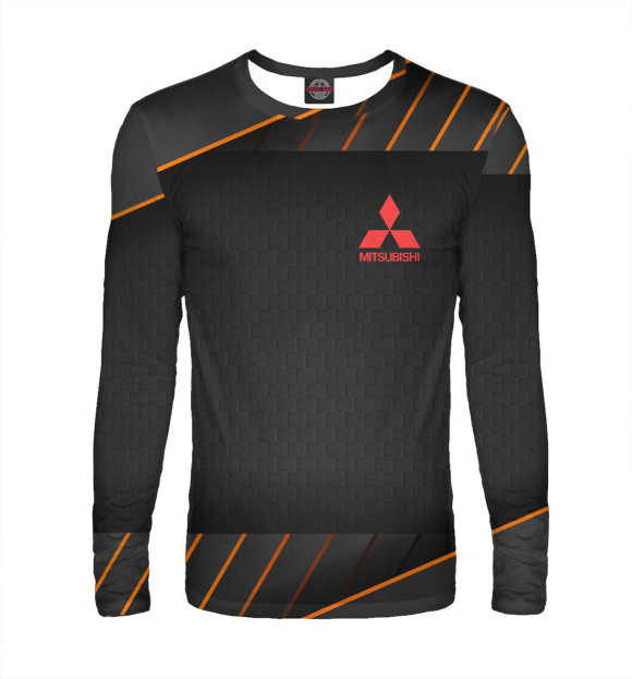 Мужской лонгслив с изображением Mitsubishi / Митсубиши цвета Белый