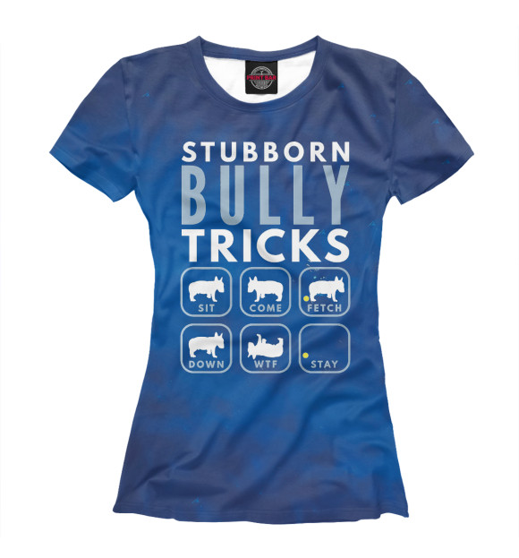 Футболка для девочек с изображением Stubborn English Bull Terri цвета Белый