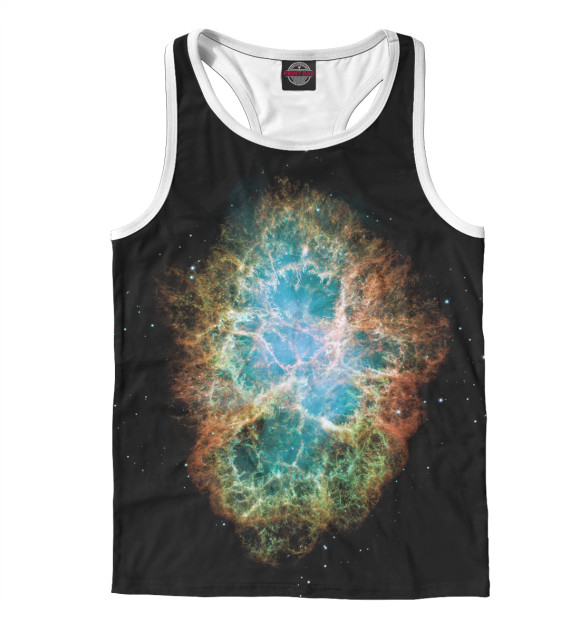 Мужская майка-борцовка с изображением Глубина космоса цвета Белый