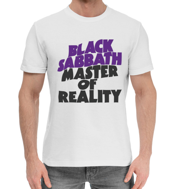 Мужская хлопковая футболка с притом Black Sabbath цвета Белый Мужская хлопковая футболка с изображением Black Sabbath цвета Белый