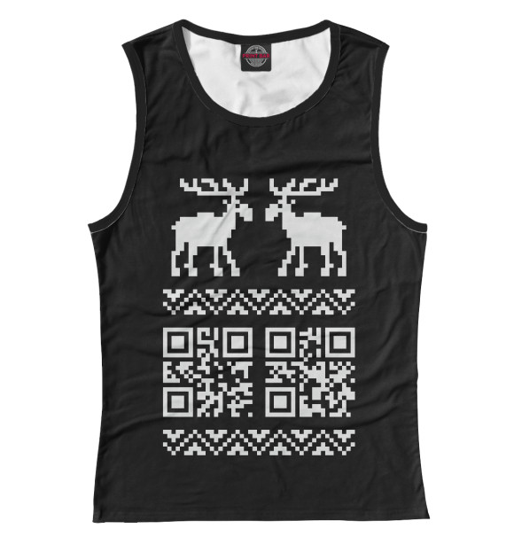 Женская майка с изображением QR-Deer цвета Белый