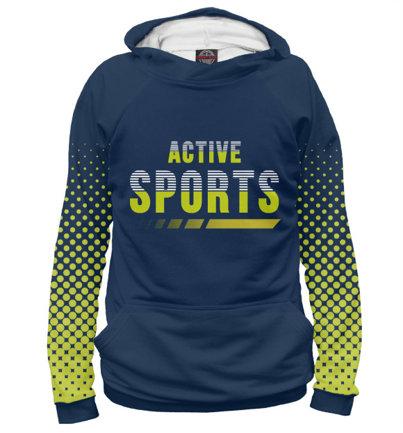 Мужское худи с изображением Active Sports цвета Белый