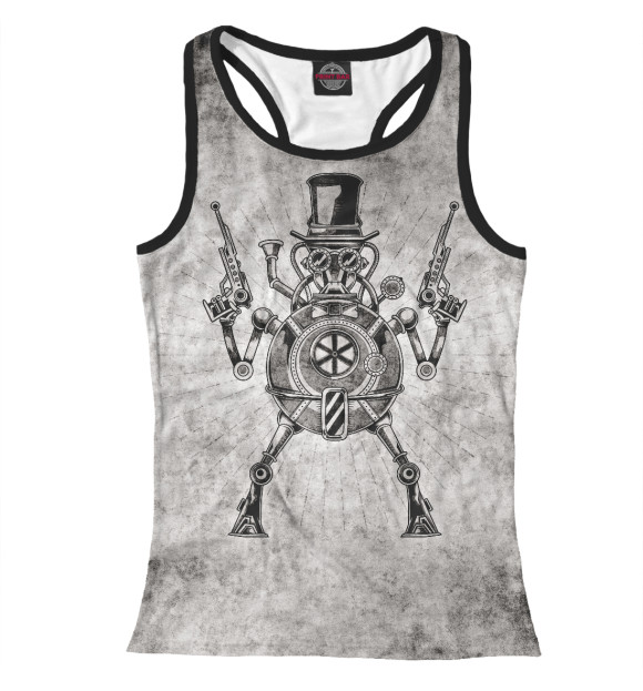 Женская майка-борцовка с изображением Steampunk цвета Белый