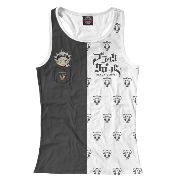 Женская майка-борцовка с изображением Чёрный клевер Аста цвета Белый