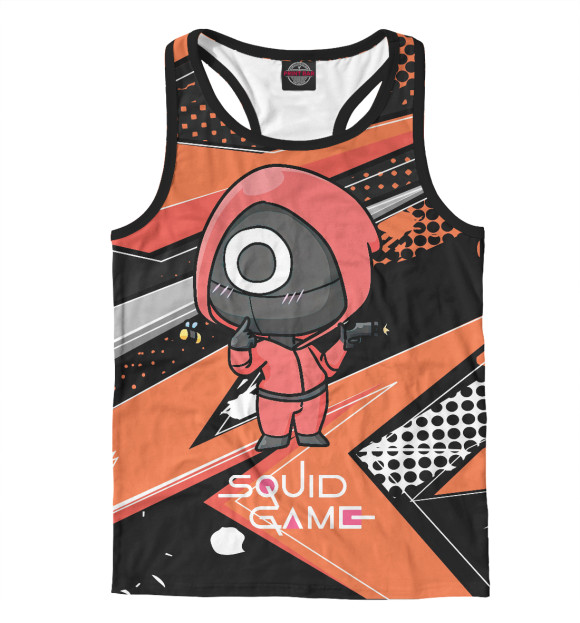 Мужская майка-борцовка с изображением Игра в кальмара цвета Белый