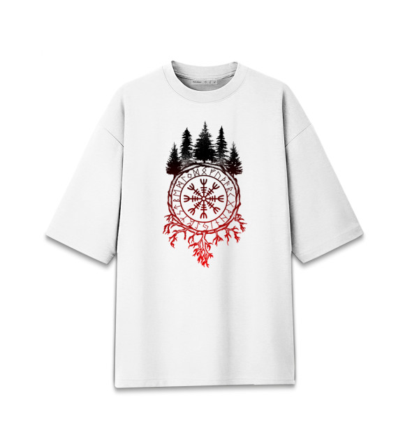 Мужская футболка оверсайз с притом Шлем Ужаса цвета Белый Мужская футболка оверсайз с изображением Шлем Ужаса цвета Белый