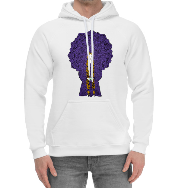 Мужской хлопковый худи с изображением Русская красавица цвета Белый