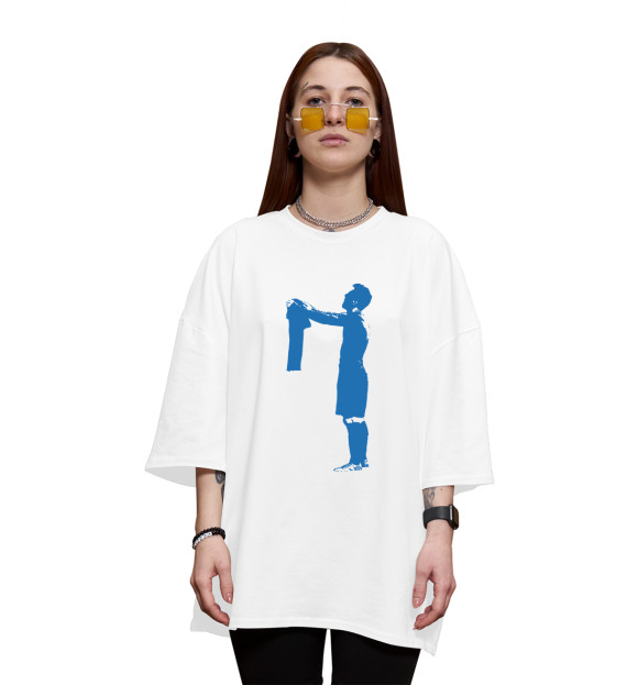 Женская футболка оверсайз с изображением Messi цвета Белый