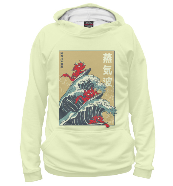 Мужское худи с изображением Vaporwave dragons цвета Белый