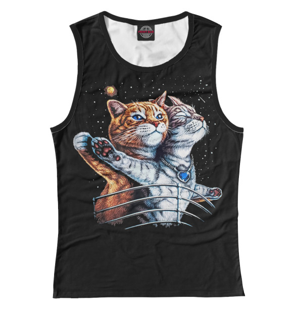 Женская майка с изображением Titanic cats цвета Белый