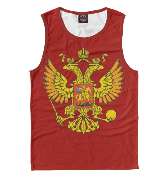 Мужская майка с изображением Герб России цвета Белый