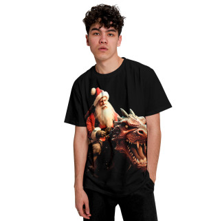 Мужская футболка Санта на драконе