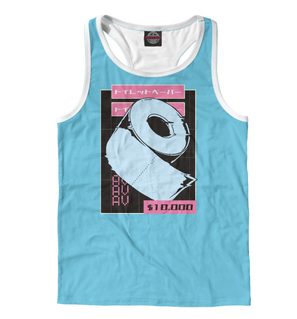 Мужская майка-борцовка с изображением Vaporwave toilet paper цвета Белый