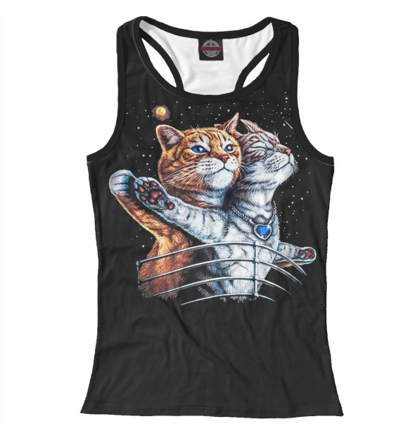 Женская майка-борцовка с изображением Titanic cats цвета Белый