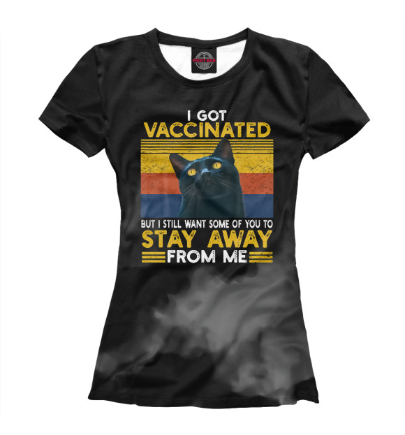 Футболка для девочек с изображением I Got Vaccinated cat цвета Белый
