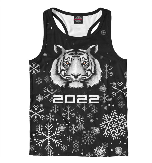 Мужская майка-борцовка с изображением Новый год 2022 цвета Белый