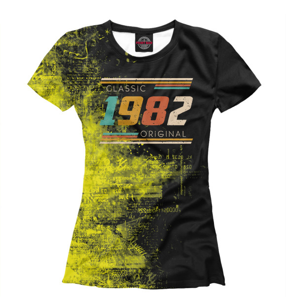 Женская футболка с изображением Vintage 1982 цвета Белый