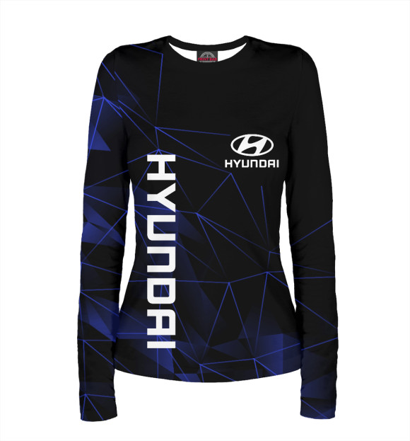 Женский лонгслив с изображением Хендай, Hyundai цвета Белый