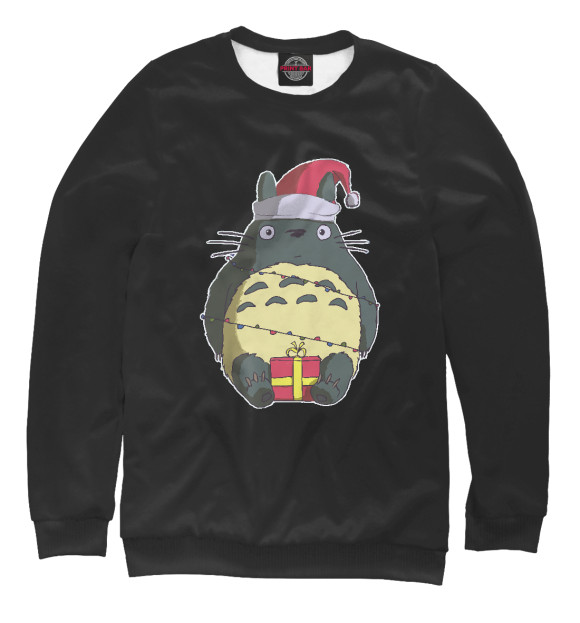 Свитшот для девочек с изображением New Year Totoro цвета Белый