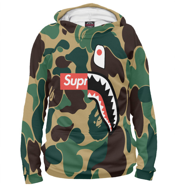 Мужское худи с изображением BAPE цвета Белый