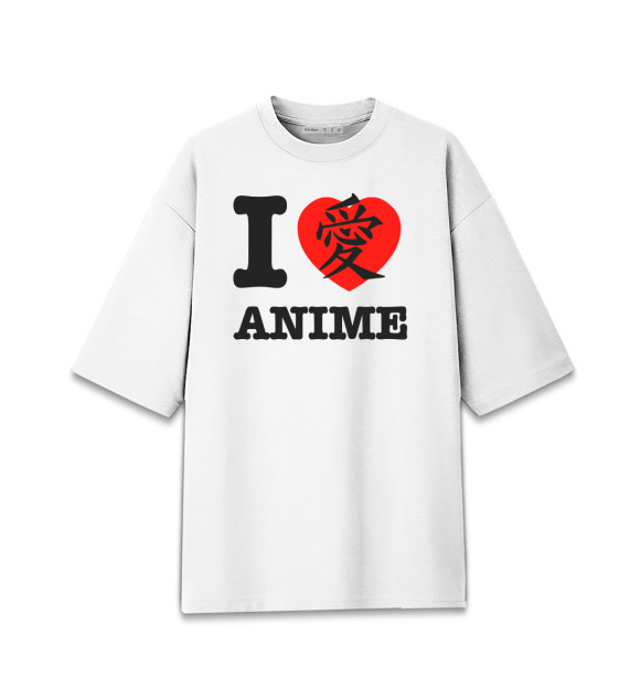 Женская футболка оверсайз с изображением I like anime цвета Белый