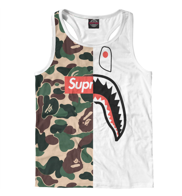 Мужская майка-борцовка с изображением BAPE цвета Белый