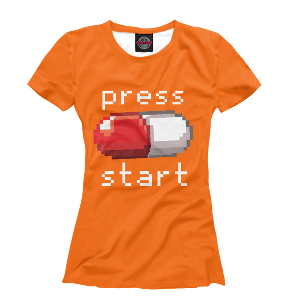 Женская футболка с изображением Press start цвета Белый