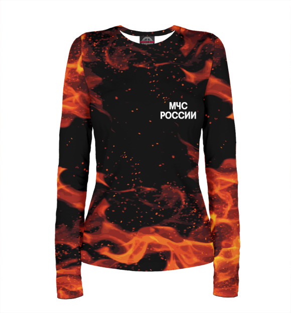 Женский лонгслив с изображением МЧС России + спина цвета Белый