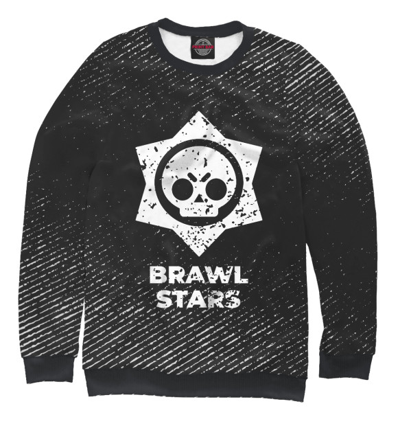 Свитшот для мальчиков с изображением Brawl Stars гранж темный цвета Белый