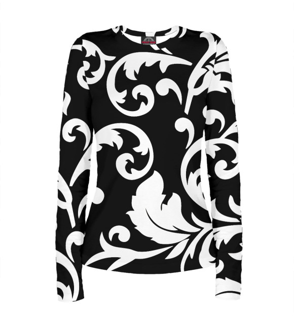Женский лонгслив с изображением Minimalist floral pattern цвета Белый