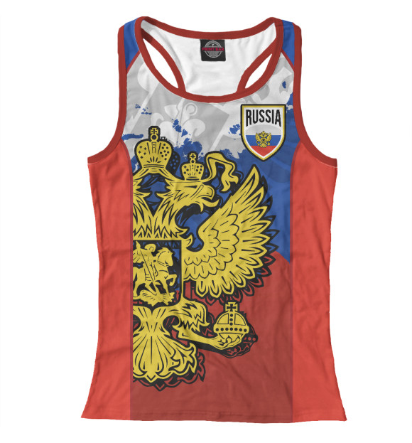 Женская майка-борцовка с изображением Герб России цвета Белый