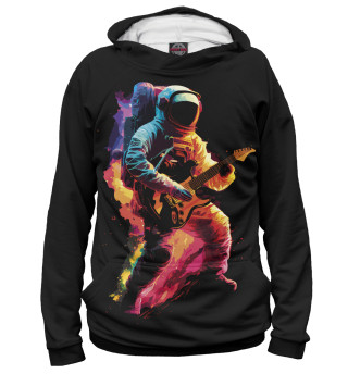 Худи для девочки Космонавт с гитарой в радужных огнях