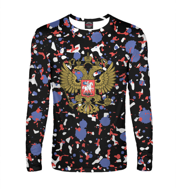Мужской лонгслив с изображением RUSSIA цвета Белый