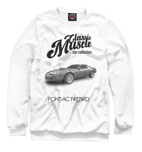 Мужской свитшот с изображением Маслкар Pontiac Firebird на белом фоне цвета Белый