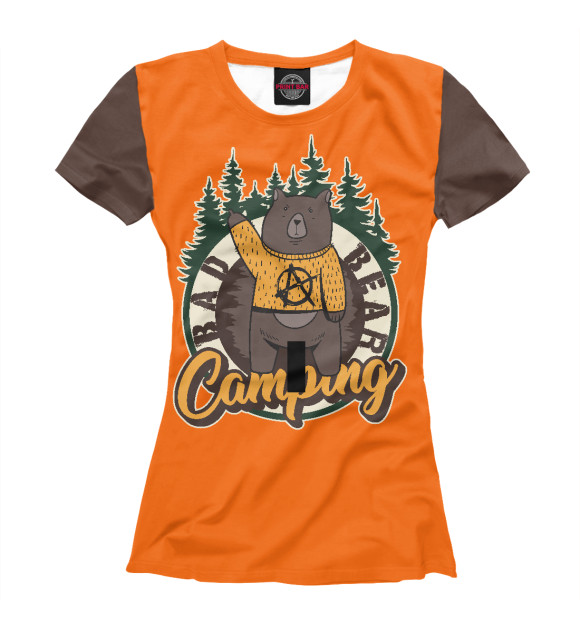 Женская футболка с изображением Bad Bear Camp цвета Белый