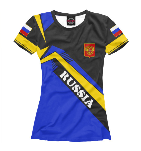 Футболка для девочек с изображением Флаг РФ с жёлтой полосой цвета Белый