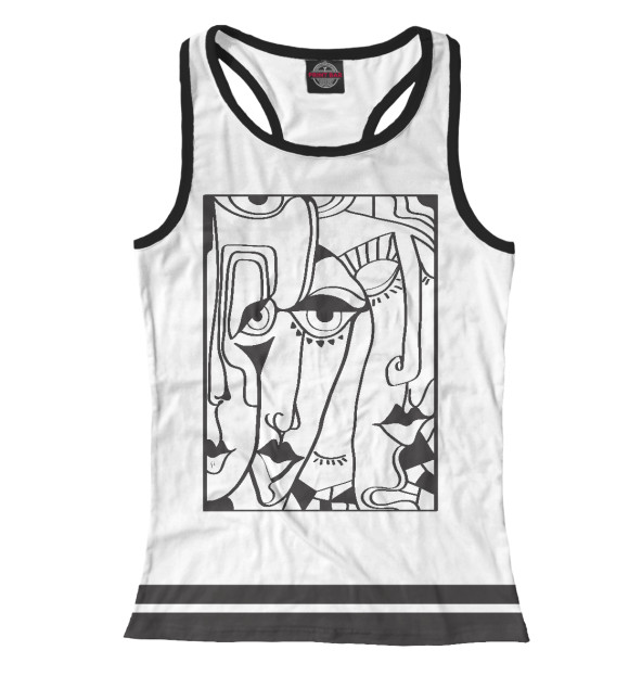 Женская майка-борцовка с изображением Abstract faces цвета Белый