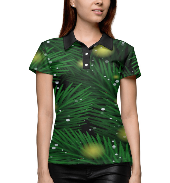 Женское поло с изображением Новогодняя ёлка цвета Белый