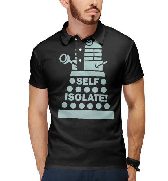 Мужское поло с изображением Самоизоляция цвета Белый