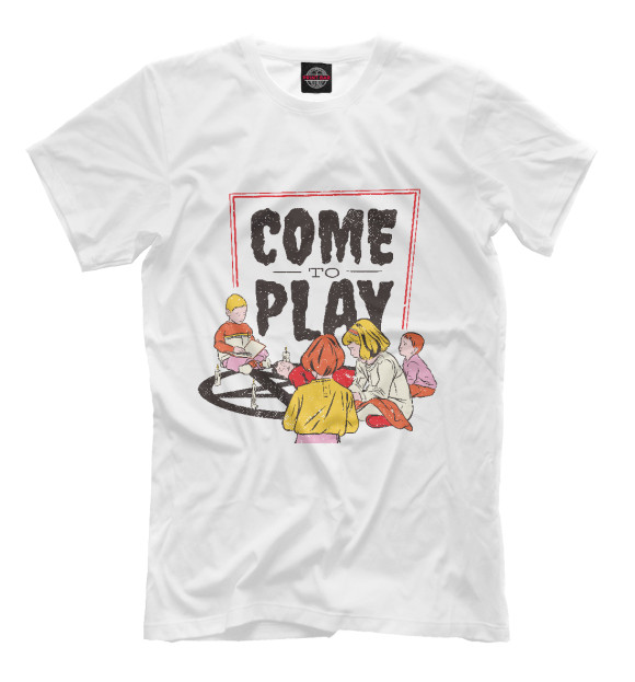 Мужская футболка с изображением Come to play цвета Белый