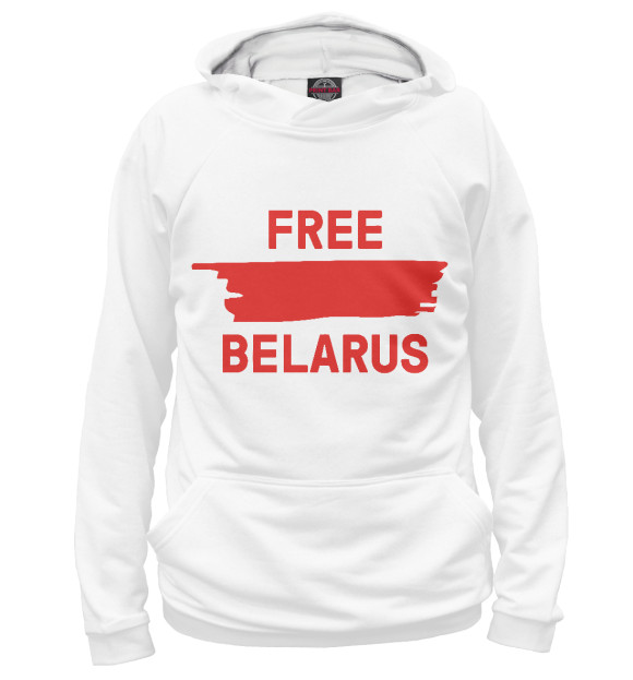 Мужское худи с изображением Free Belarus цвета Белый