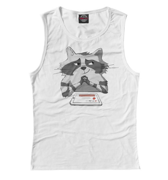 Женская майка с изображением Енот цвета Белый