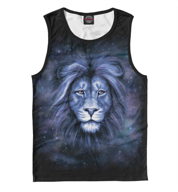 Майка для мальчика с притом Космический лев цвета Белый Майка для мальчика с изображением Космический лев цвета Белый