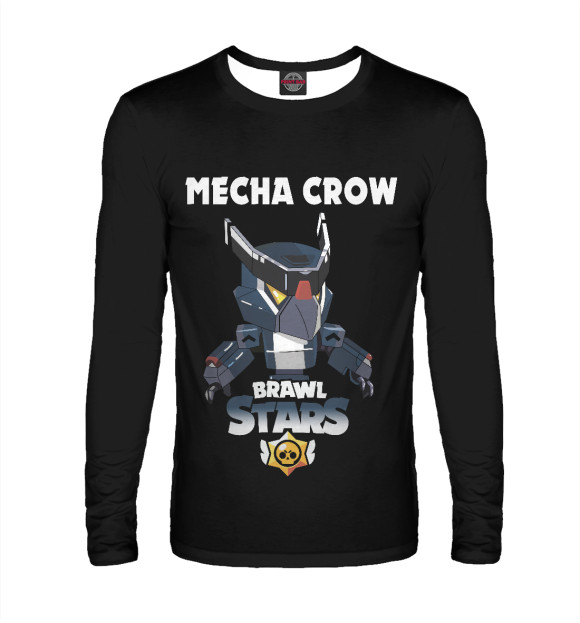 Мужской лонгслив с притом Brawl Stars CROW цвета Белый Мужской лонгслив с изображением Brawl Stars CROW цвета Белый
