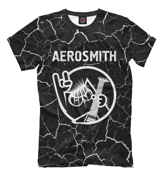 Мужская футболка с изображением Aerosmith / Кот цвета Белый