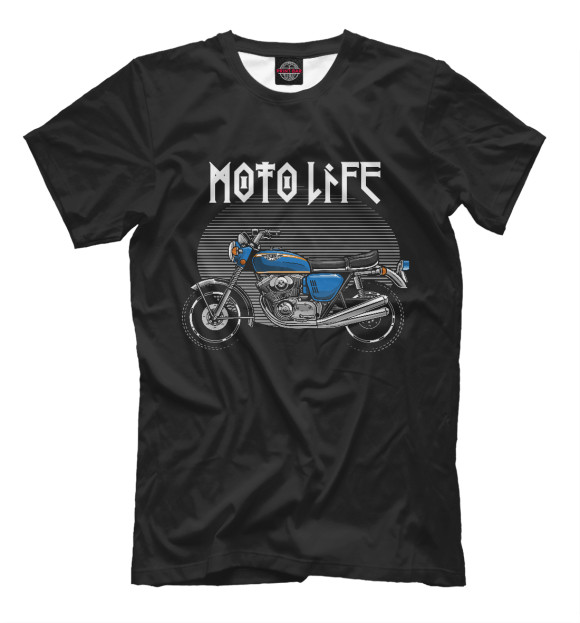 Мужская футболка с изображением Moto life цвета Белый