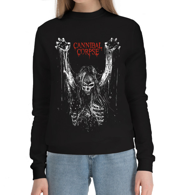 Женский хлопковый свитшот с изображением Cannibal Corpse цвета Черный