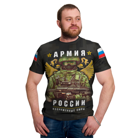 Мужская футболка с изображением Армия России цвета Белый